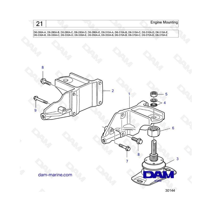 Volvo Penta D6-280 / D6-310 / D6-330 / D6-350 / D6-370 - Engine mounting