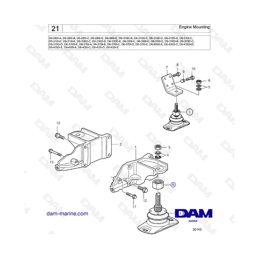 Volvo Penta D6-280 / D6-310 / D6-330 / D6-370 / D6-400 / D6-435 - Engine mounting