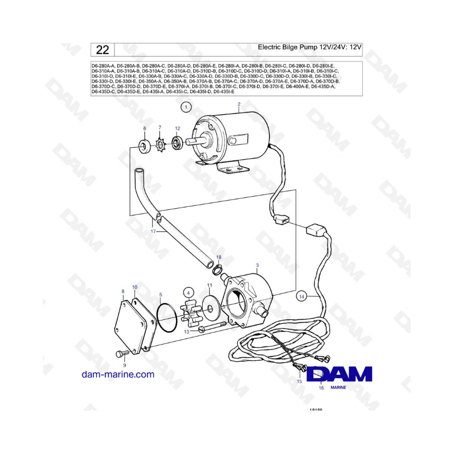 Volvo Penta D6-280 / D6-310 / D6-330 / D6-370 / D6-435 / D6-400 - Bomba de achique eléctrica