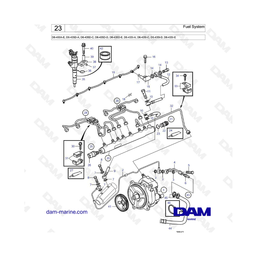 Volvo Penta D6-400 / D6-435 - Sistema de combustible