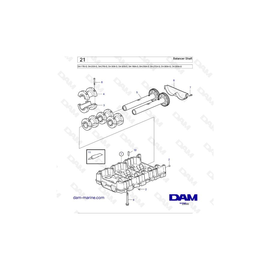 Volvo Penta D4-175I-G / D4-230I-G / D4-270I-G / D4-300I-G / D4-320I-G / D4-150A-G / D4-230A-G / D4-270A-G - Balancer Shaft