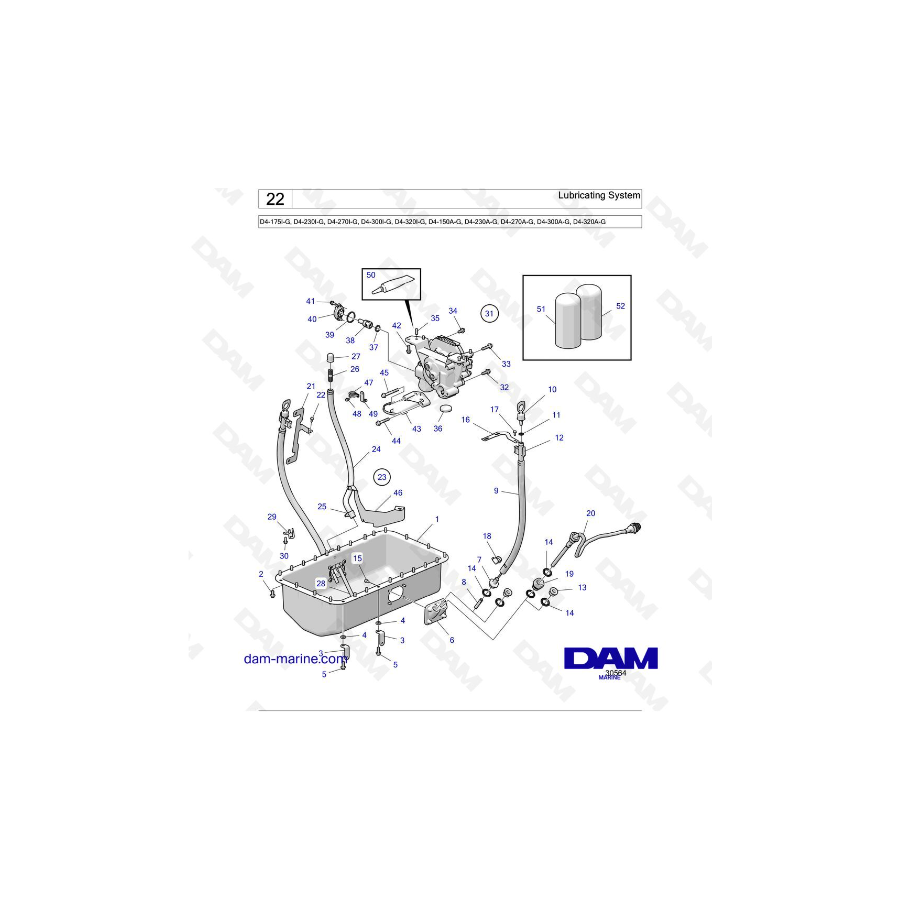 Volvo Penta D4-175I-G / D4-230I-G / D4-270I-G / D4-300I-G / D4-320I-G / D4-150A-G / D4-230A-G / D4-270A-G - Lubricating System