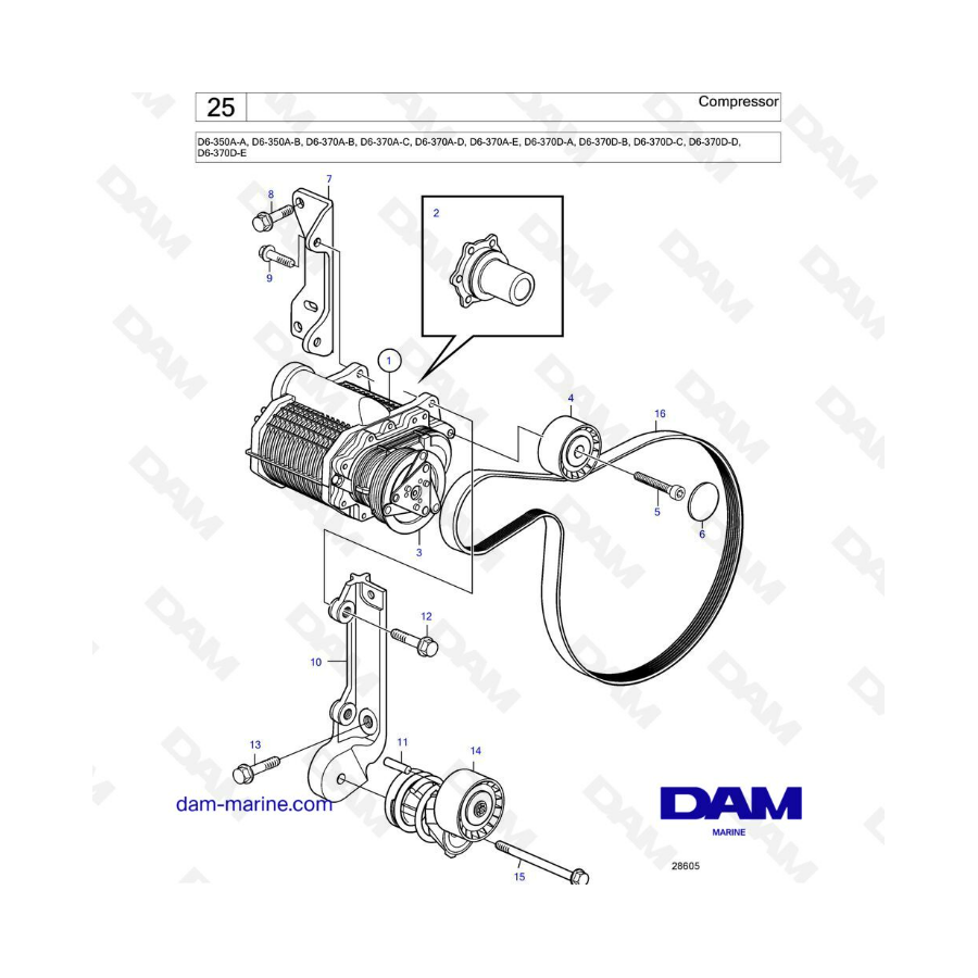 Volvo Penta D6-350 / D6-370 - Compresor