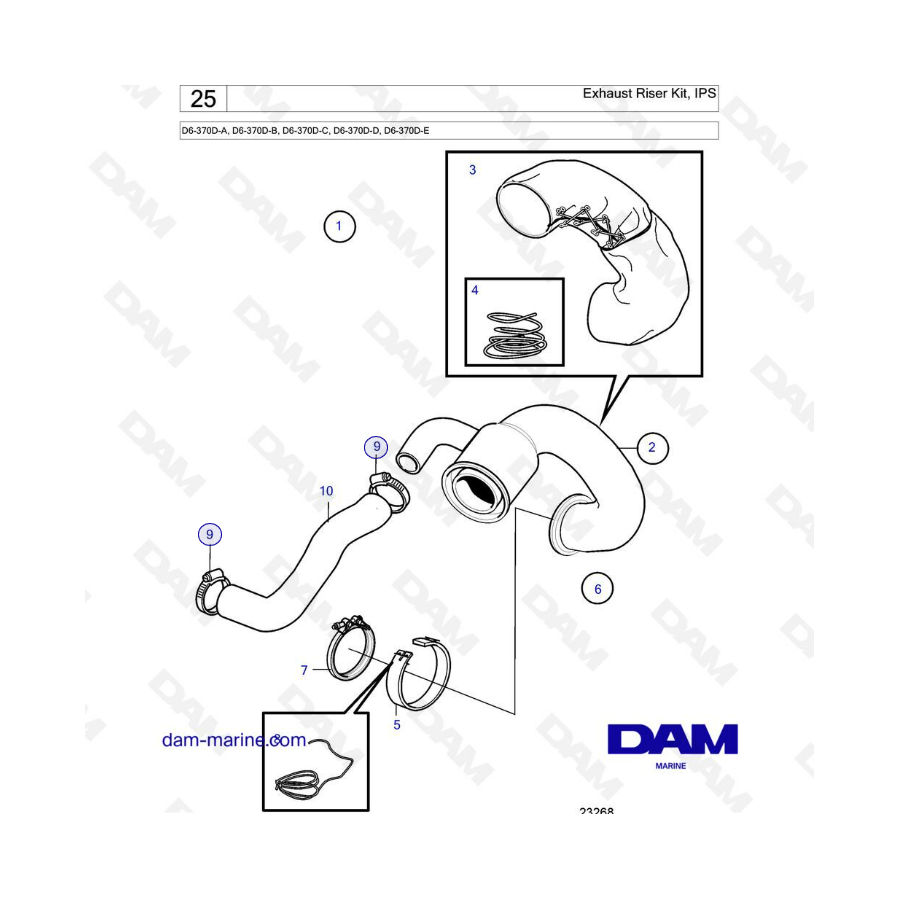 Volvo Penta D6-370 - Exhaust riser kit, ips 