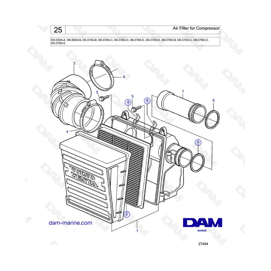 Volvo Penta D6-350 / D6-370 - Air filter for compressor 