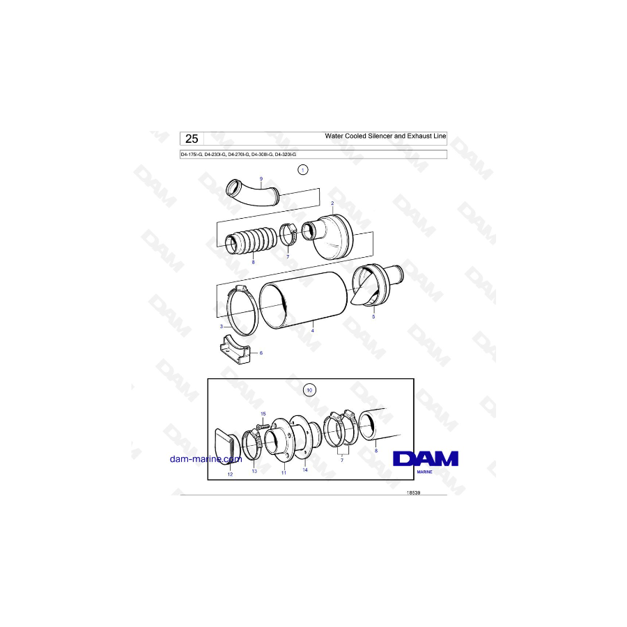 Volvo Penta D4-175I-G / D4-230I-G / D4-270I-G / D4-300I-G / D4-320I-G / D4-150A-G / D4-230A-G / D4-270A-G - Enfriado hidráulicam