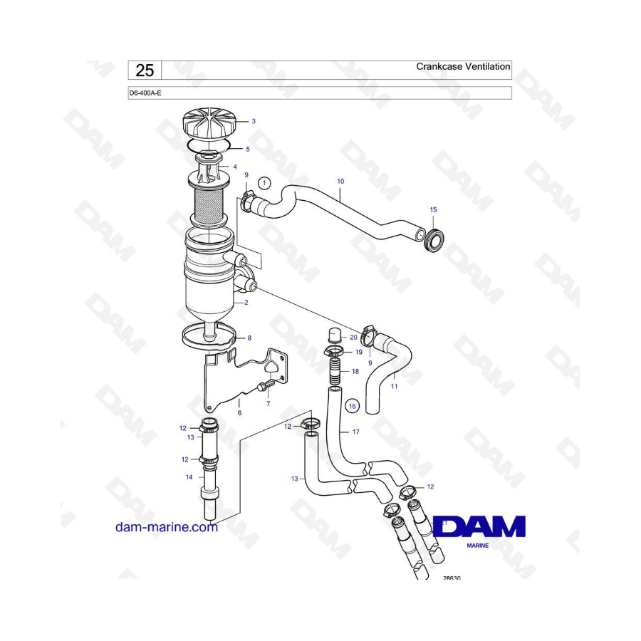 Volvo Penta D6-400A-E - Crankcase ventilation