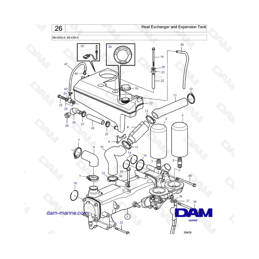 Volvo Penta D6-435 - Heat exchanger & expansion tank 