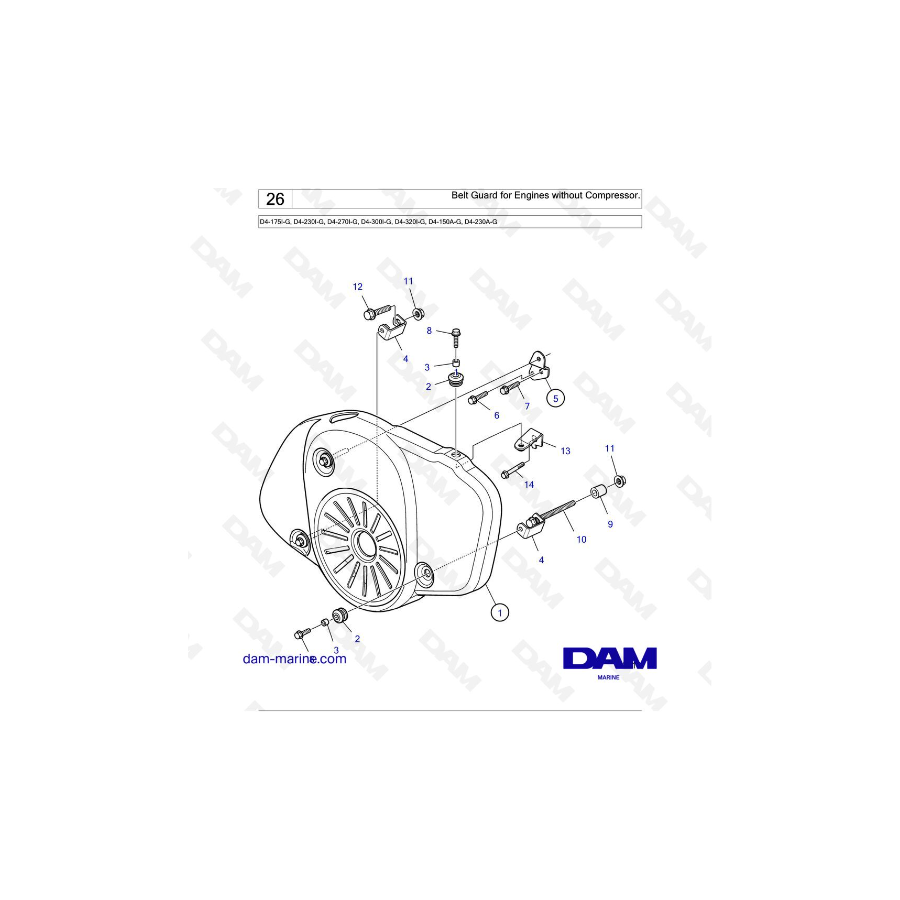 Volvo Penta D4-175I-G / D4-230I-G / D4-270I-G / D4-300I-G / D4-320I-G / D4-150A-G / D4-230A-G / D4-270A-G - Belt Guard for