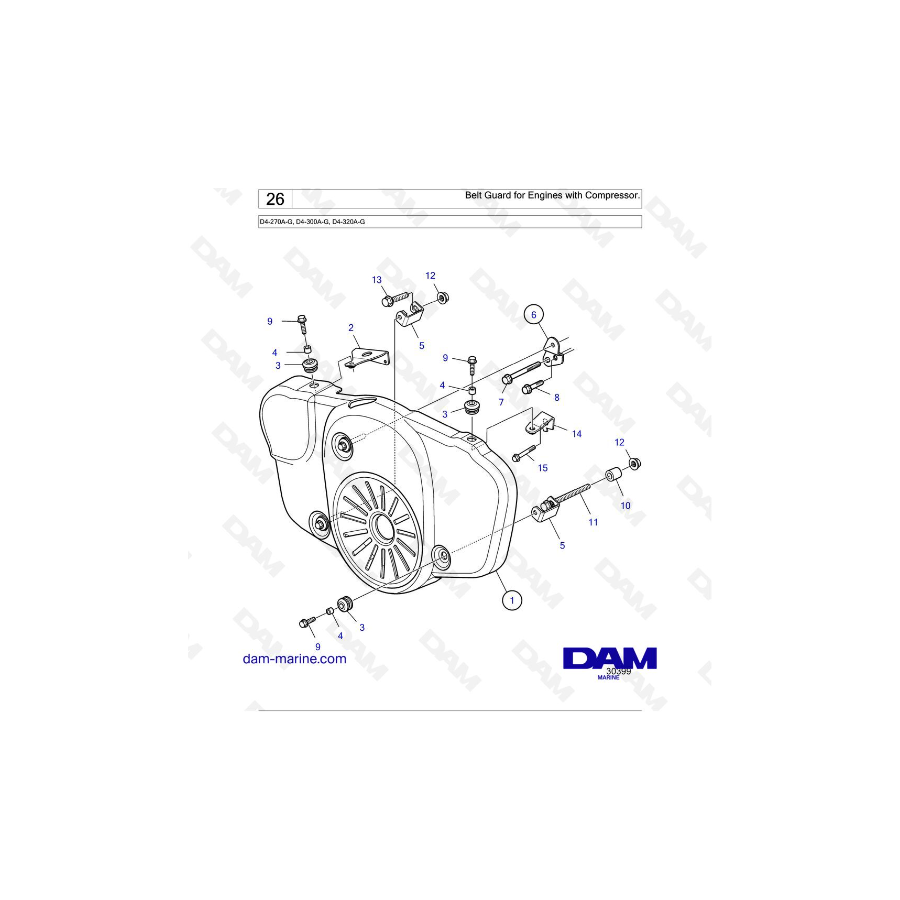 Volvo Penta D4-175I-G / D4-230I-G / D4-270I-G / D4-300I-G / D4-320I-G / D4-150A-G / D4-230A-G / D4-270A-G - Belt Guard for