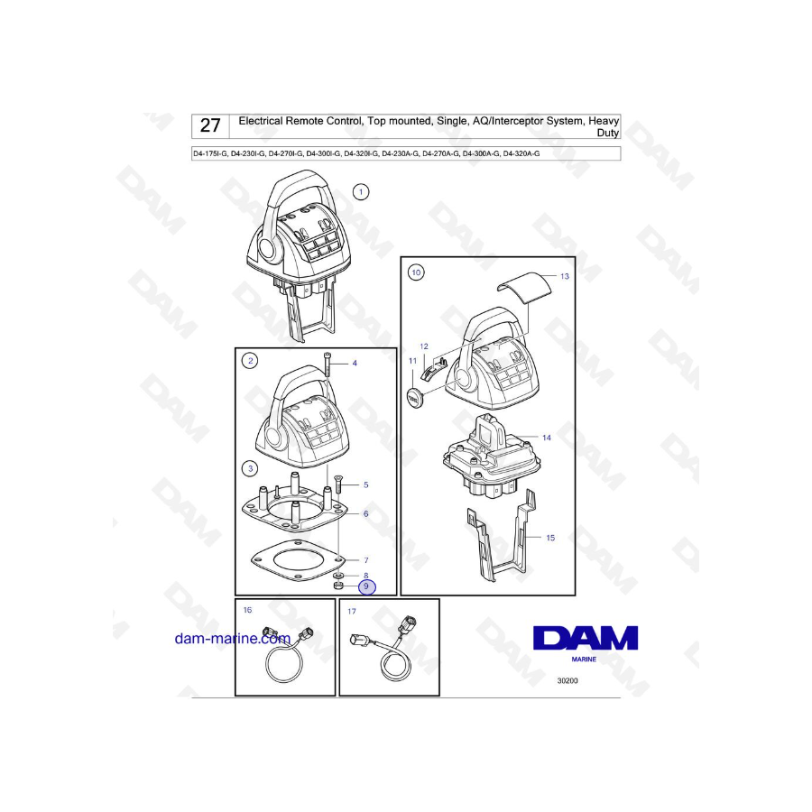 Volvo Penta D4-175I-G / D4-230I-G / D4-270I-G / D4-300I-G / D4-320I-G / D4-230A-G / D4-270A-G / D4-300A-G - Control remoto eléct