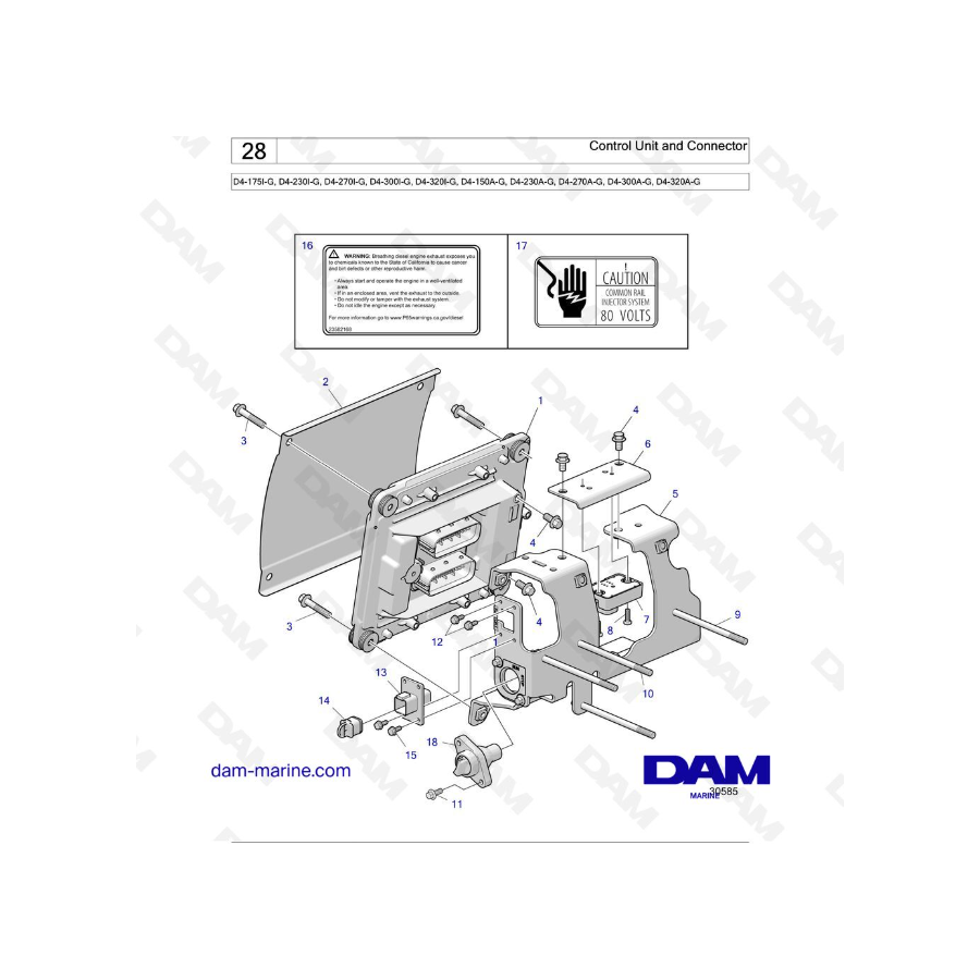 Volvo Penta D4-175I-G / D4-230I-G / D4-270I-G / D4-300I-G / D4-320I-G / D4-230A-G / D4-270A-G / D4-300A-G - Control Unit and