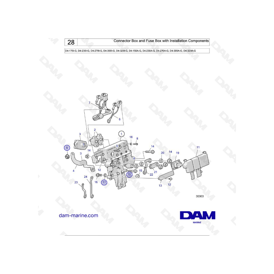 Volvo Penta D4-175I-G / D4-230I-G / D4-270I-G / D4-300I-G / D4-320I-G / D4-230A-G / D4-270A-G / D4-300A-G - Caja de conectores