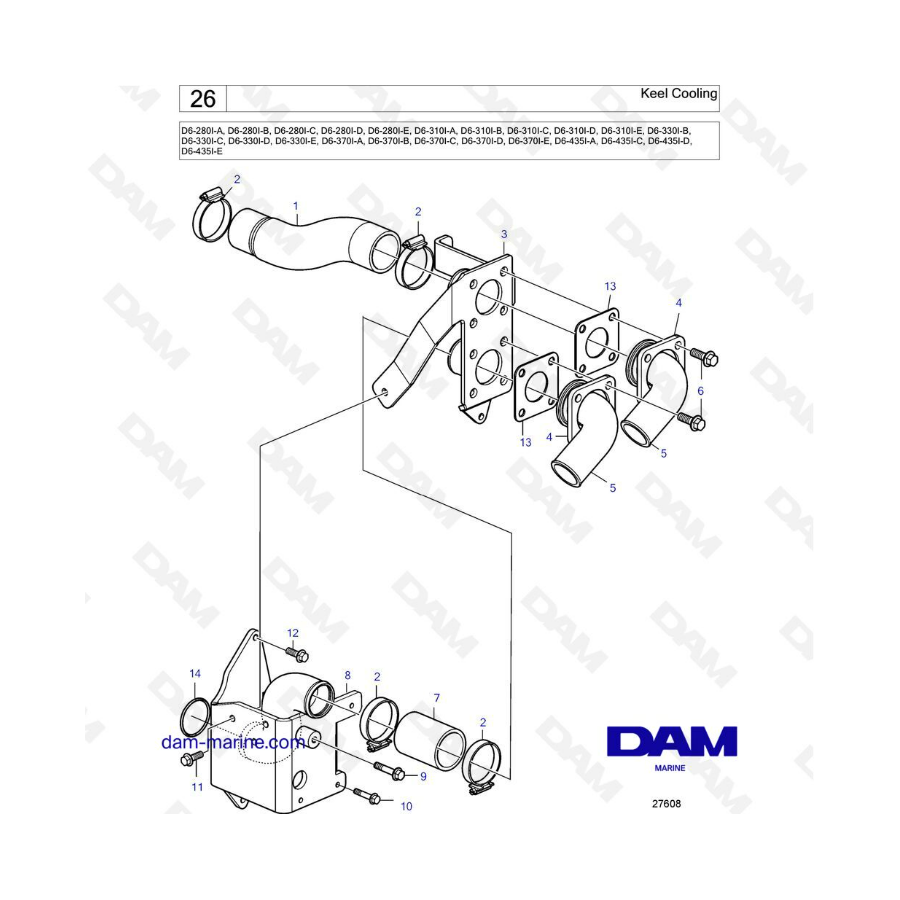 Volvo Penta D6-280 / D6-310 / D6-330 / D6-370 / D6-435 - Keel cooling