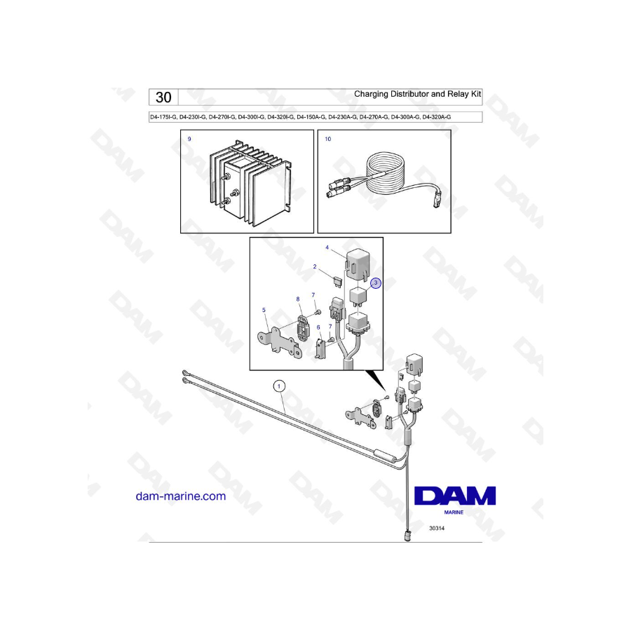 Volvo Penta D4-175I-G / D4-230I-G / D4-270I-G / D4-300I-G / D4-320I-G / D4-230A-G / D4-270A-G / D4-300A-G - Charging Distributor