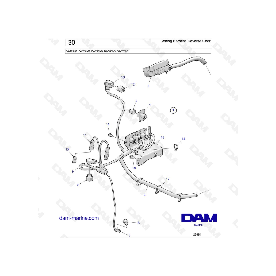 Volvo Penta D4-175I-G / D4-230I-G / D4-270I-G / D4-300I-G / D4-320I-G - Arnés de cableado