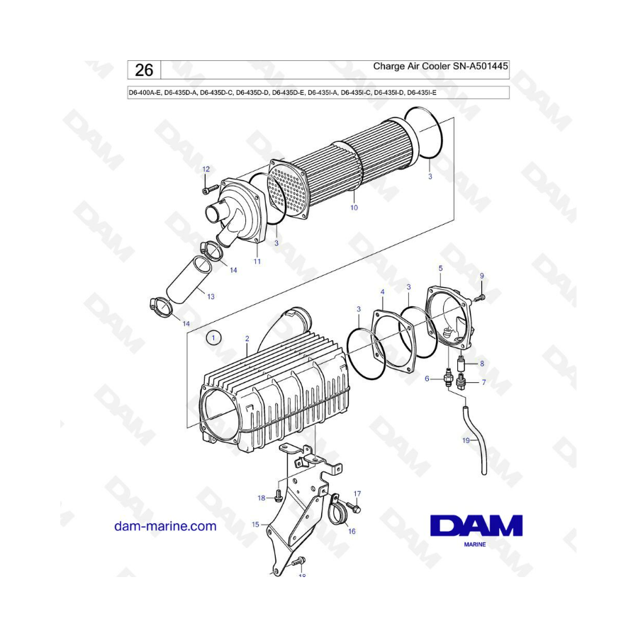 Volvo Penta D6-400 / D6-435 - Air cooler charge SN-A501445