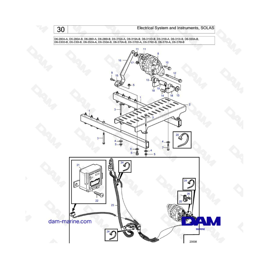 Volvo Penta D6-280 / D6-310 / D6-330 / D6-350 / D6-370 - Sistema eléctrico e instrumentos