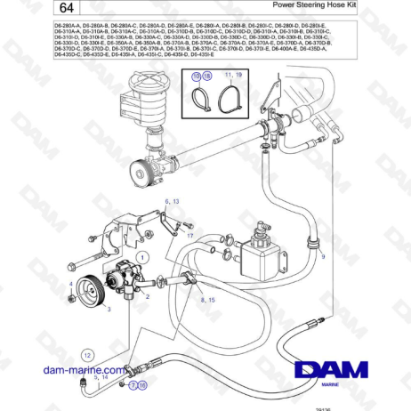 Volvo Penta D6 - Kit de manguitos de dirección asistida