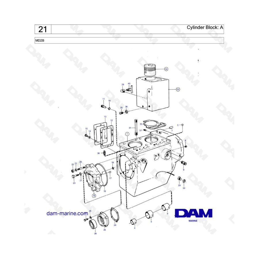 Volvo Penta MD2B - Bloque de cilindros : A