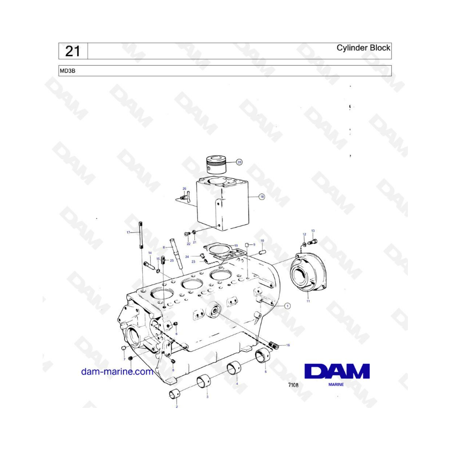 Volvo Penta MD3B - Cylinder block