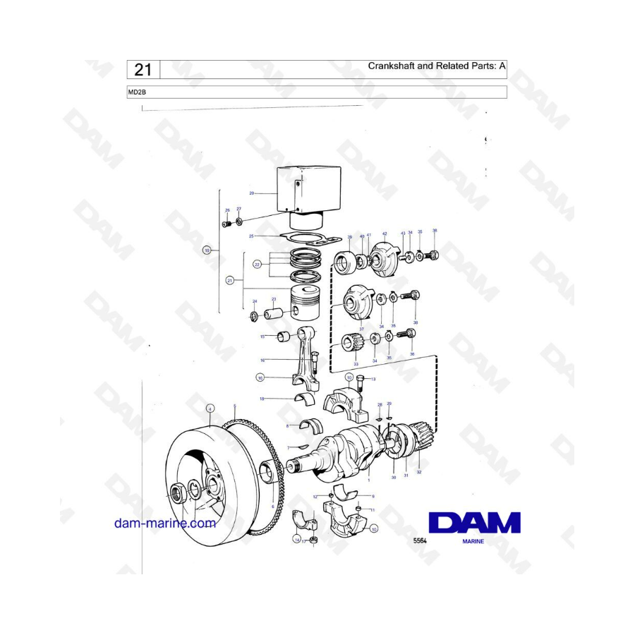 Volvo Penta MD2B - Cigüeñal y piezas relacionadas