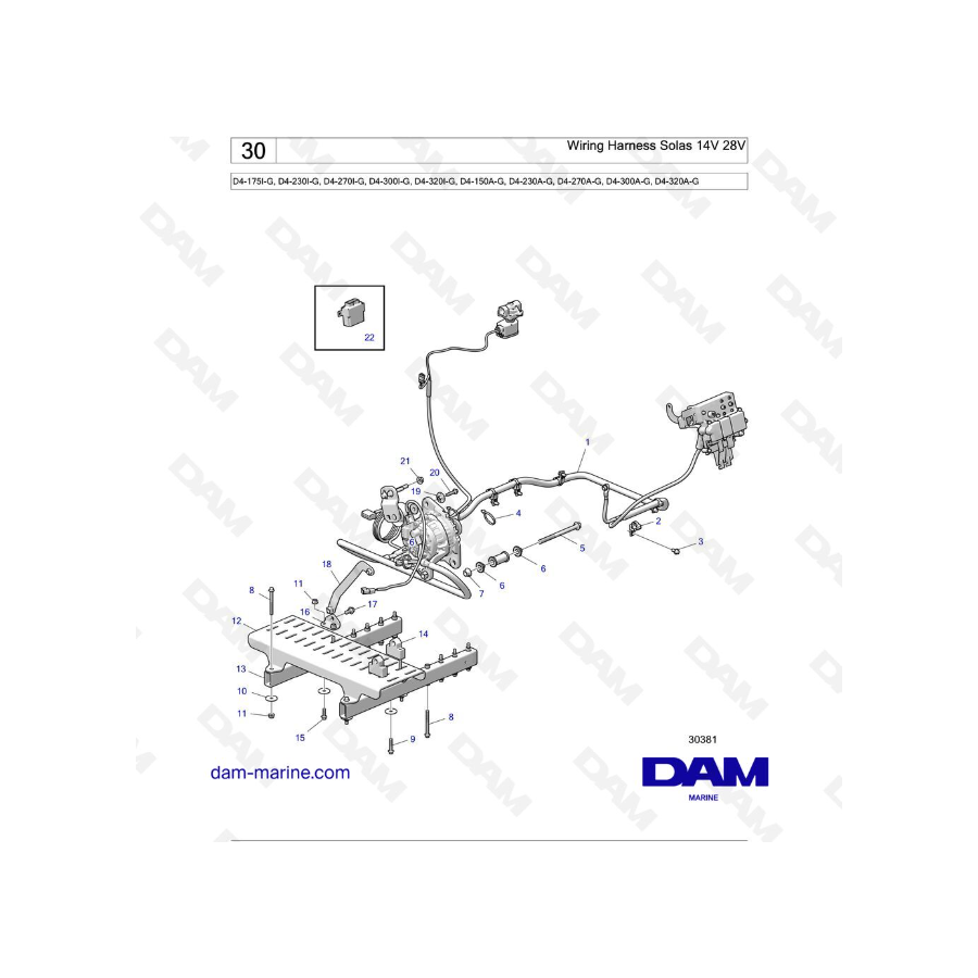 Volvo Penta D4-175I-G / D4-230I-G / D4-270I-G / D4-300I-G / D4-320I-G / D4-150A-G / D4-230A-G / D4-270A-G - Arnés de cableado So