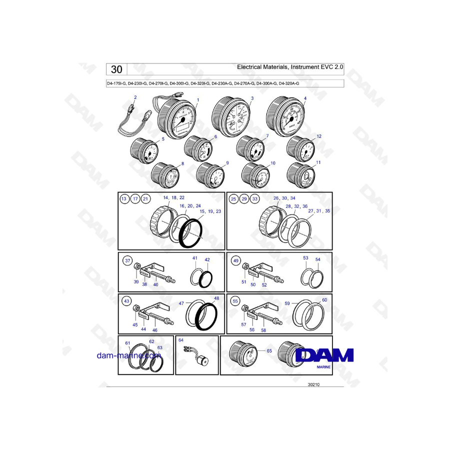 Volvo Penta D4-175I-G / D4-230I-G / D4-270I-G / D4-300I-G / D4-320I-G / D4-150A-G / D4-230A-G / D4-270A-G - Electrical Materials