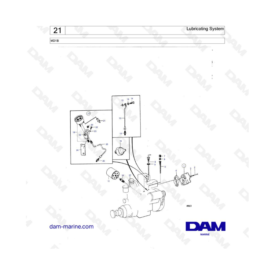 Volvo Penta MD1B - Sistema de lubricación