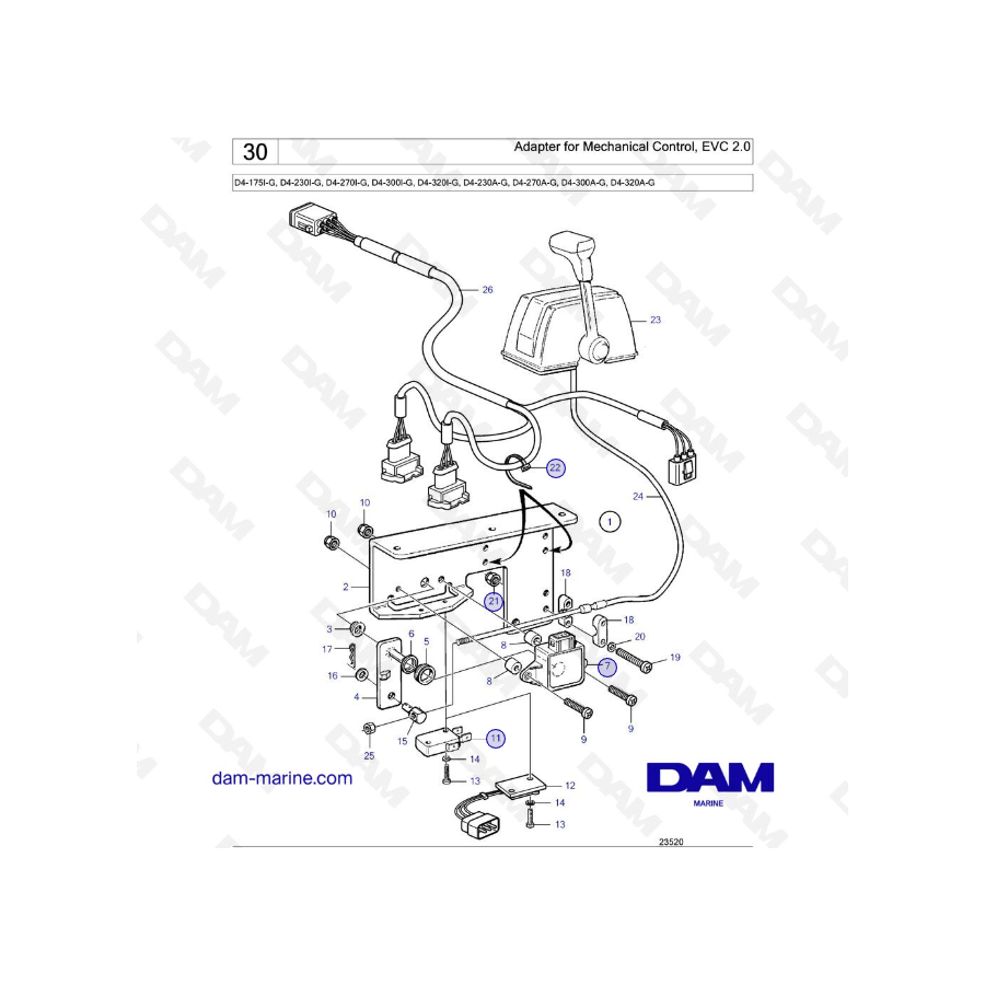 Volvo Penta D4-175I-G / D4-230I-G / D4-270I-G / D4-300I-G / D4-320I-G / D4-150A-G / D4-230A-G / D4-270A-G - Adaptador para