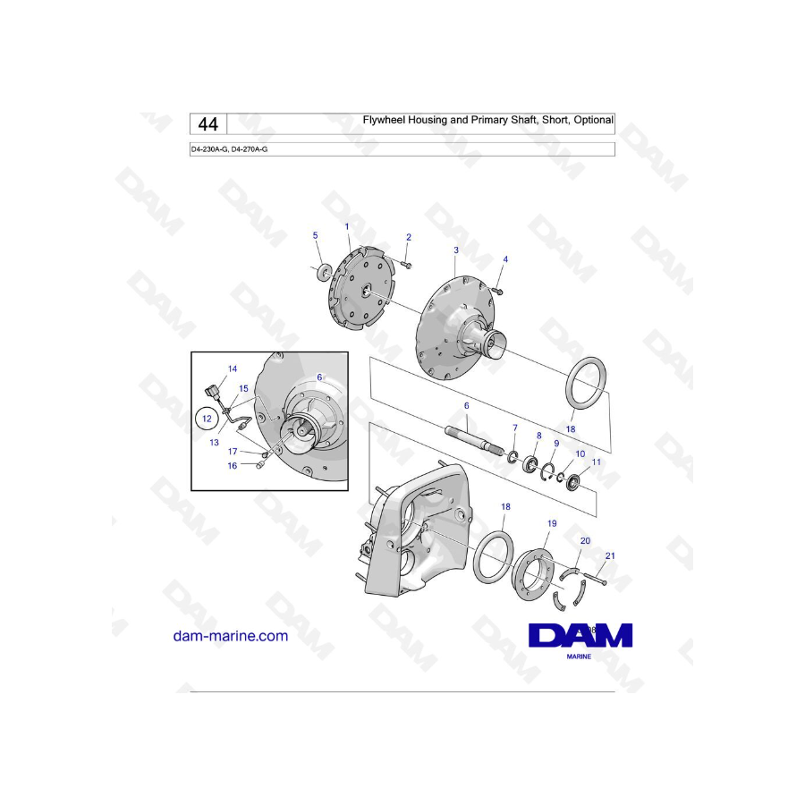 Volvo Penta D4-175I-G / D4-230I-G / D4-270I-G / D4-300I-G / D4-320I-G / D4-150A-G / D4-230A-G / D4-270A-G - Carcasa del volante