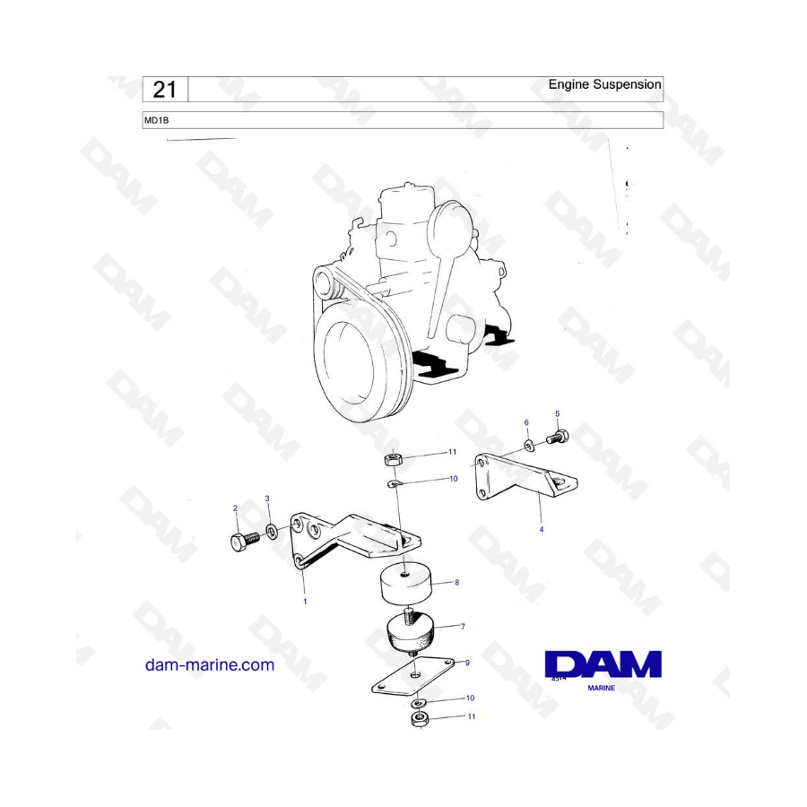 Volvo Penta MD1B - Engine suspension