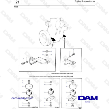 Volvo Penta MD2B - Engine suspension: A - DAM Marine