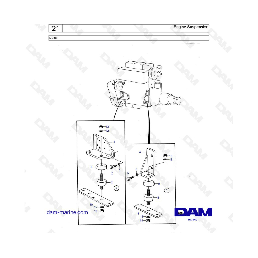 Volvo Penta MD3B - Engine suspension