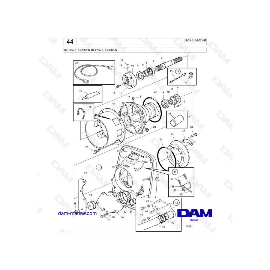 Volvo Penta D4-175I-G / D4-230I-G / D4-270I-G / D4-300I-G / D4-320I-G / D4-150A-G / D4-230A-G / D4-270A-G - Jack Shaft Kit