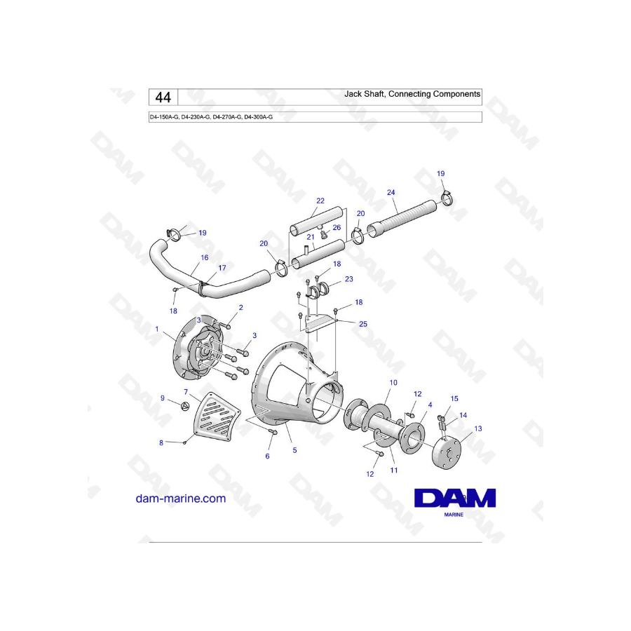 Volvo Penta D4-175I-G / D4-230I-G / D4-270I-G / D4-300I-G / D4-320I-G / D4-150A-G / D4-230A-G / D4-270A-G - eje del gato