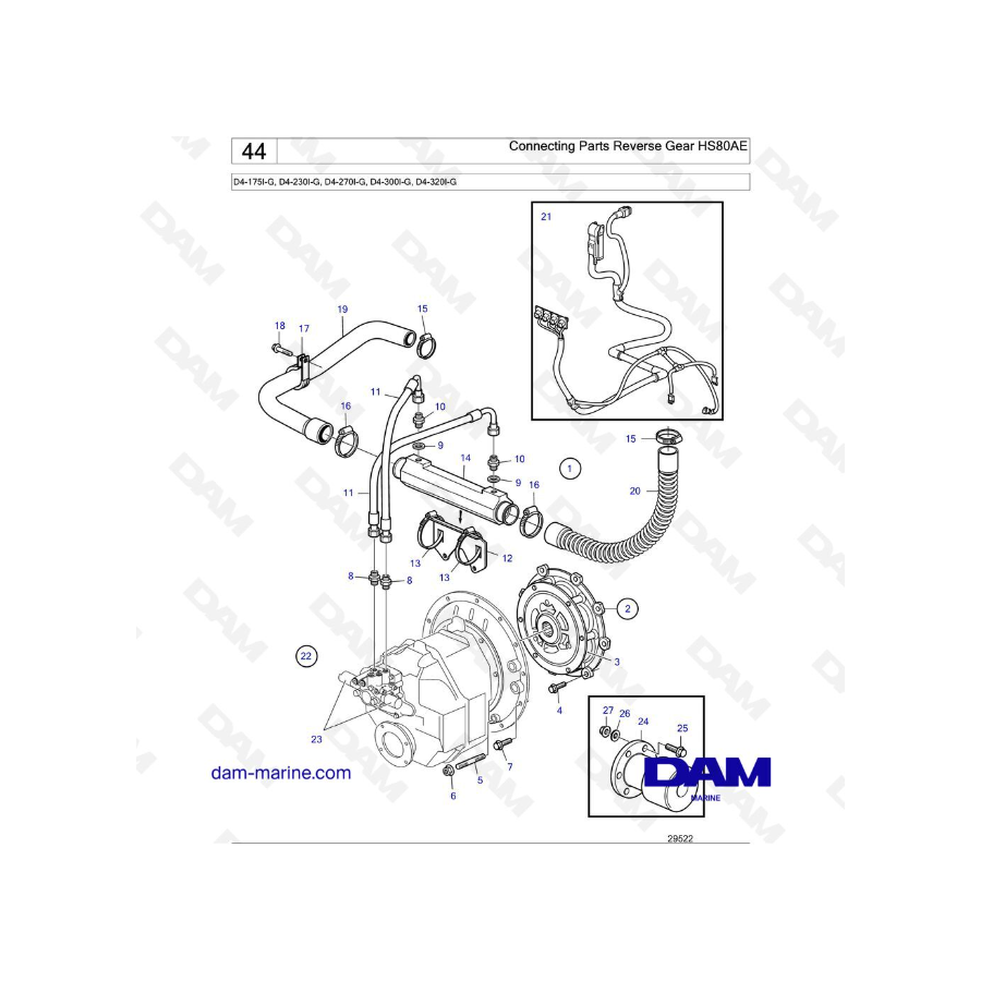 Volvo Penta D4-175I-G / D4-230I-G / D4-270I-G / D4-300I-G / D4-320I-G / D4-150A-G / D4-230A-G / D4-270A-G - Connecting Parts