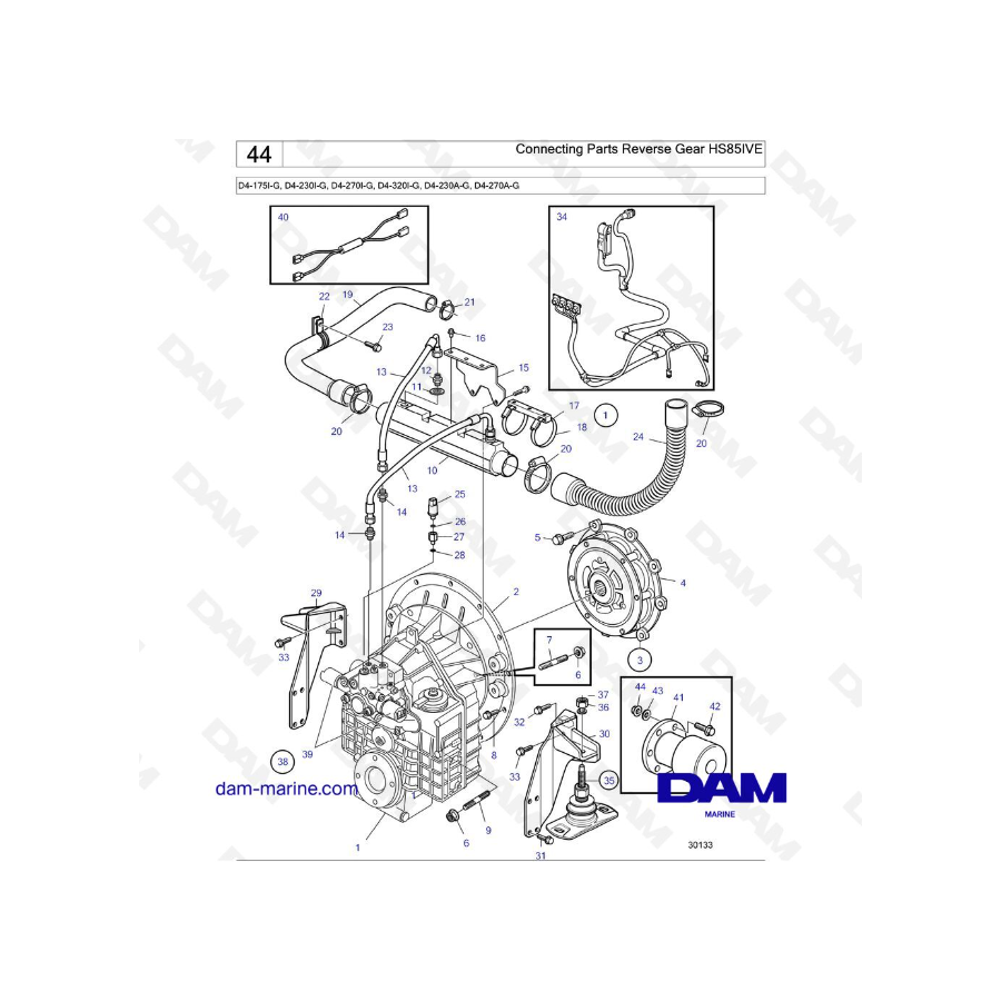 Volvo Penta D4-175I-G / D4-230I-G / D4-270I-G / D4-300I-G / D4-320I-G / D4-150A-G / D4-230A-G / D4-270A-G - Connecting Parts