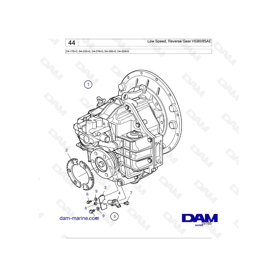 Volvo Penta D4-175I-G / D4-230I-G / D4-270I-G / D4-300I-G / D4-320I-G / D4-150A-G / D4-230A-G / D4-270A-G - Baja velocidad