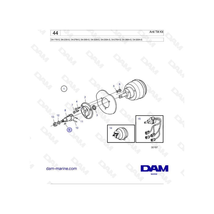 Volvo Penta D4-175I-G / D4-230I-G / D4-270I-G / D4-300I-G / D4-320I-G / D4-150A-G / D4-230A-G / D4-270A-G - Anti Tilt Kit