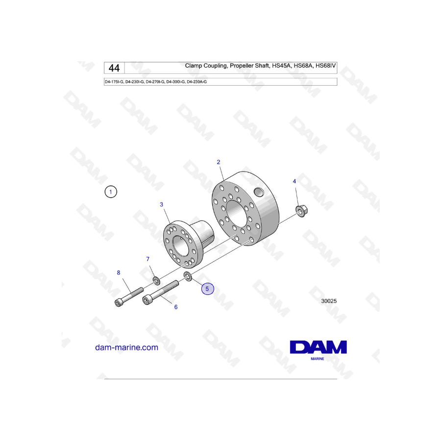 Volvo Penta D4-175I-G / D4-230I-G / D4-270I-G / D4-300I-G / D4-320I-G / D4-150A-G / D4-230A-G / D4-270A-G - Acoplamiento de abra