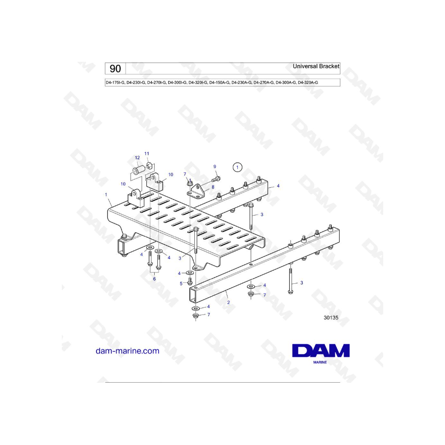 Volvo Penta D4-175I-G / D4-230I-G / D4-270I-G / D4-300I-G / D4-320I-G / D4-150A-G / D4-230A-G / D4-270A-G - Soporte universal