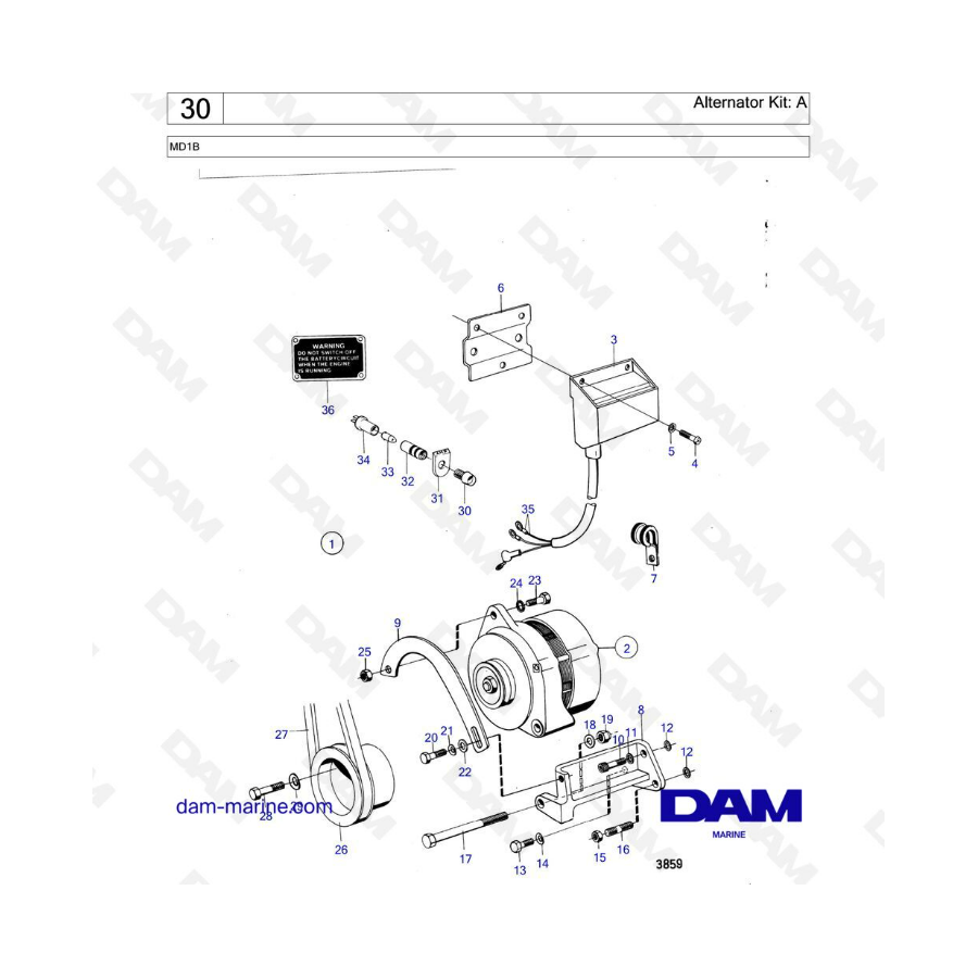 Volvo Penta MD1B - Alternator Kit : A