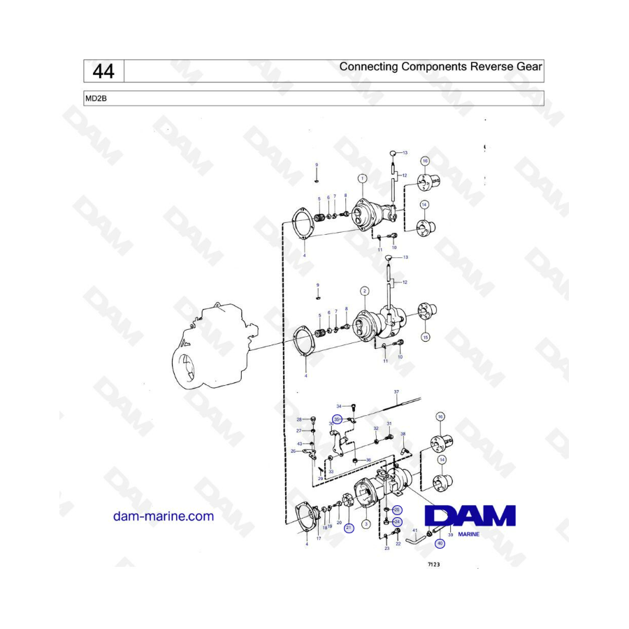 Volvo Penta MD2B - Conencting components reverse gear