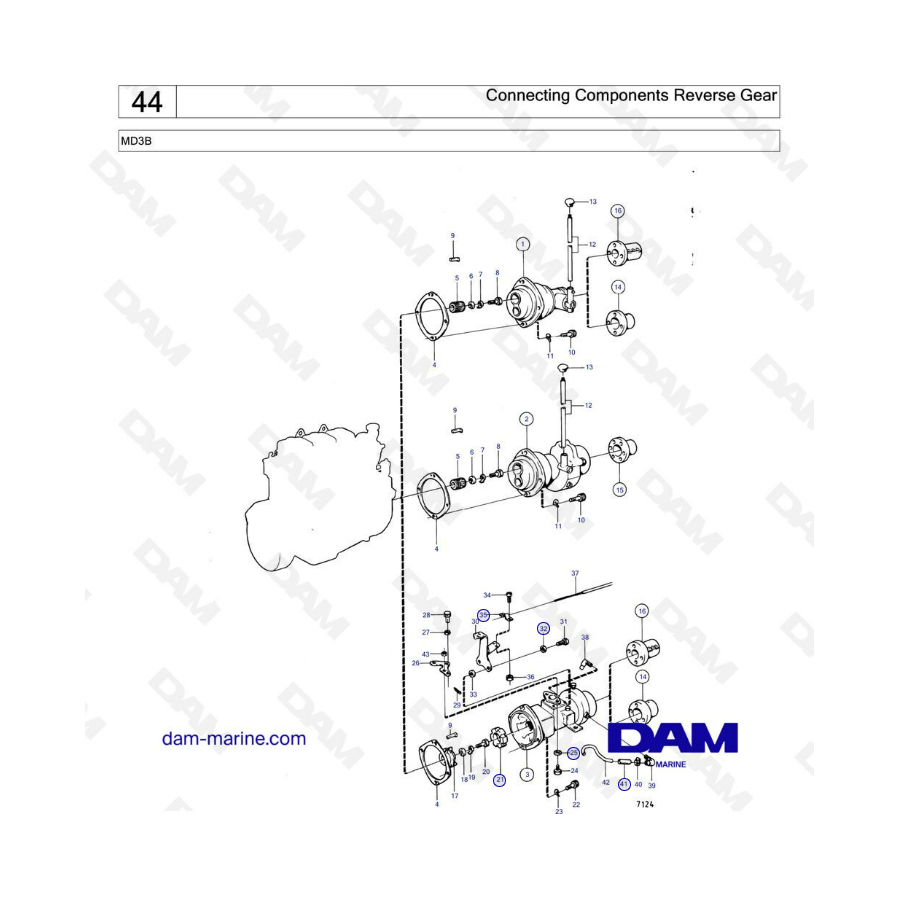 Volvo Penta MD3B - Connecting components reverse gear