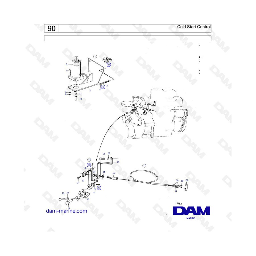 Volvo Penta MD1B / MD2B / MD3B - Cold start control