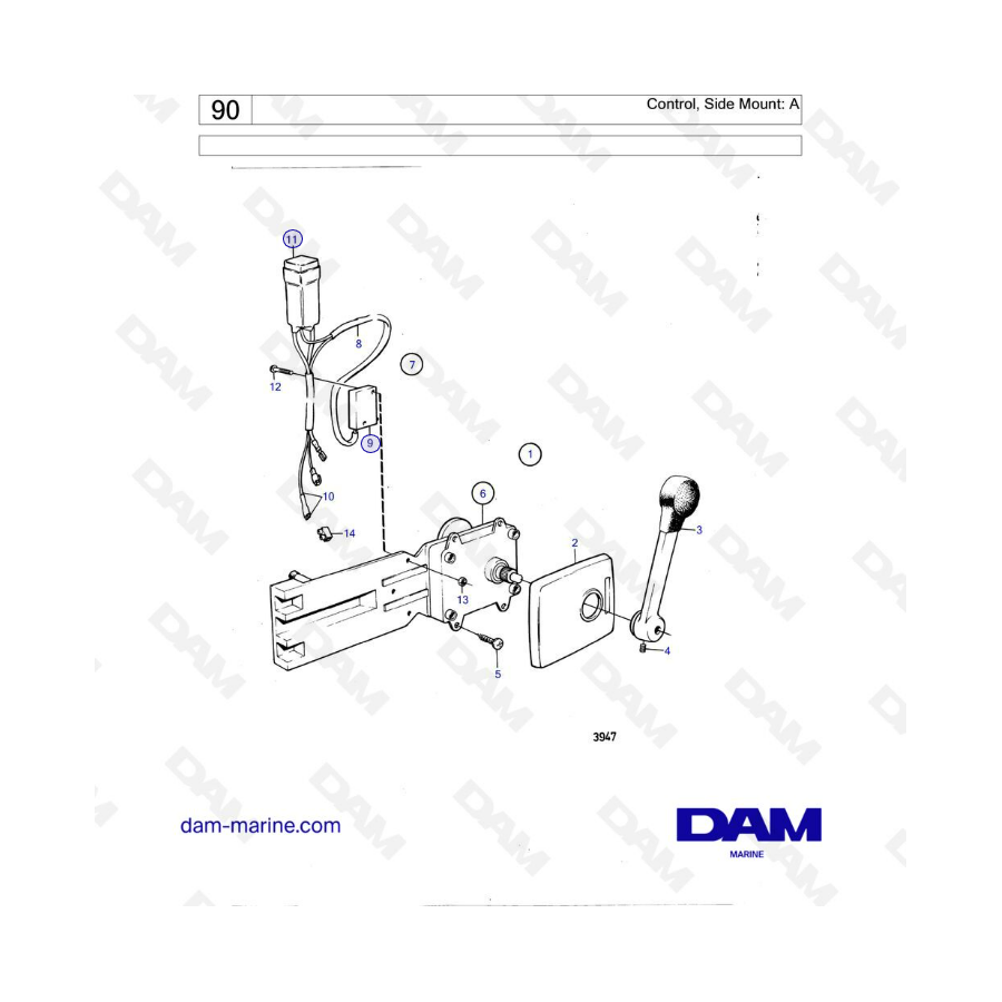 Volvo Penta MD1B / MD2B / MD3B - Control side mount : A