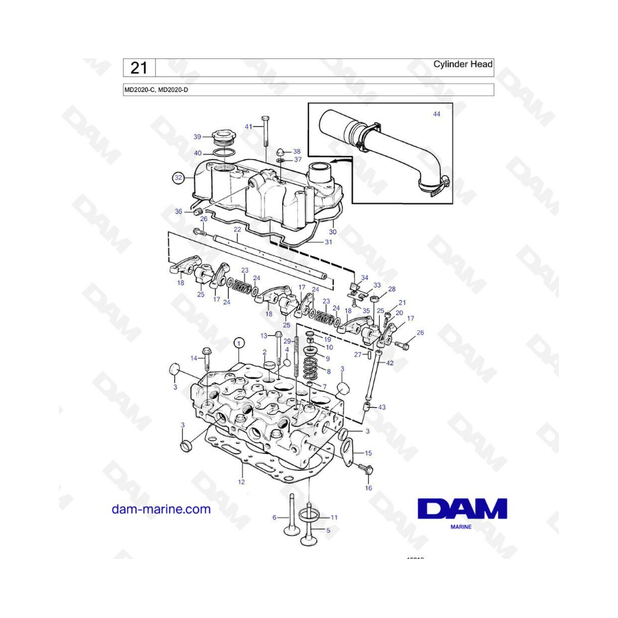 Volvo Penta MD2020-C / MD2020-D - Cylinder head