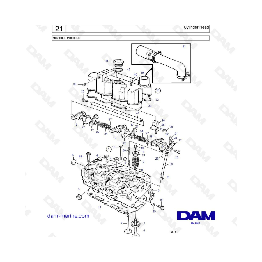 Volvo Penta MD2030-C / MD2030-D - Cylinder head