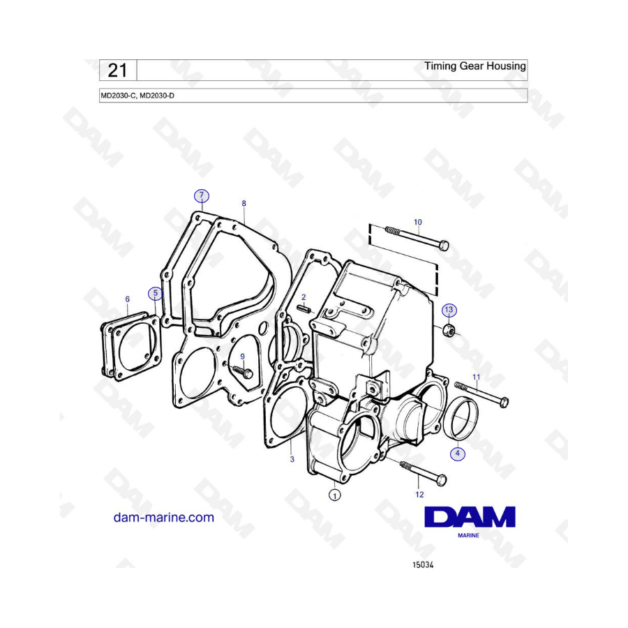 Volvo Penta MD2030-C / MD2030-D - timing gear housing